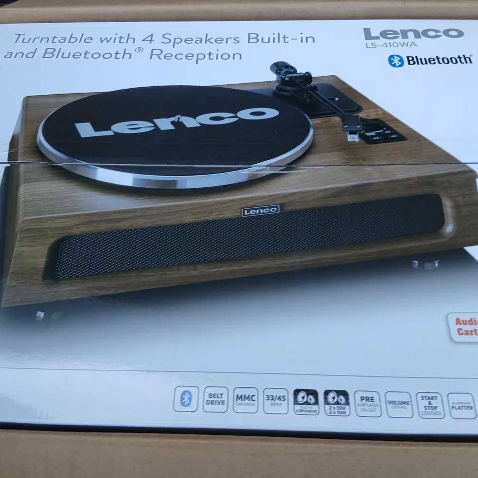 BOXED LENCO LS-410WA TURNTABLE AND BLUETOOTH RECEPTION 