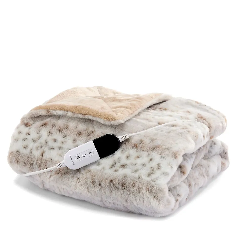 OUTLET COZEE HOME FUR AND VELVETSOFT THROW WITH 9 HEAT SETTINGS