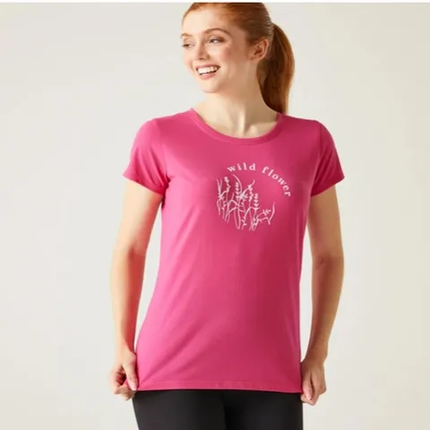 REGATTA WOMEN'S COTTON T-SHIRT BREEZED IV FLAMINGO PINK - UK SIZE 26