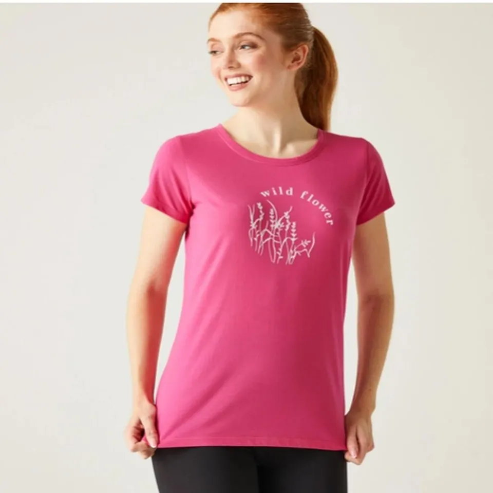REGATTA WOMEN'S COTTON T-SHIRT BREEZED IV FLAMINGO PINK - UK SIZE 26