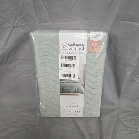 CATHERINE LANSFIELD DOUBLE DUVET SET – SOFT TOUCH, LIGHT BLUE/GREY (TIMELESS DESIGN)