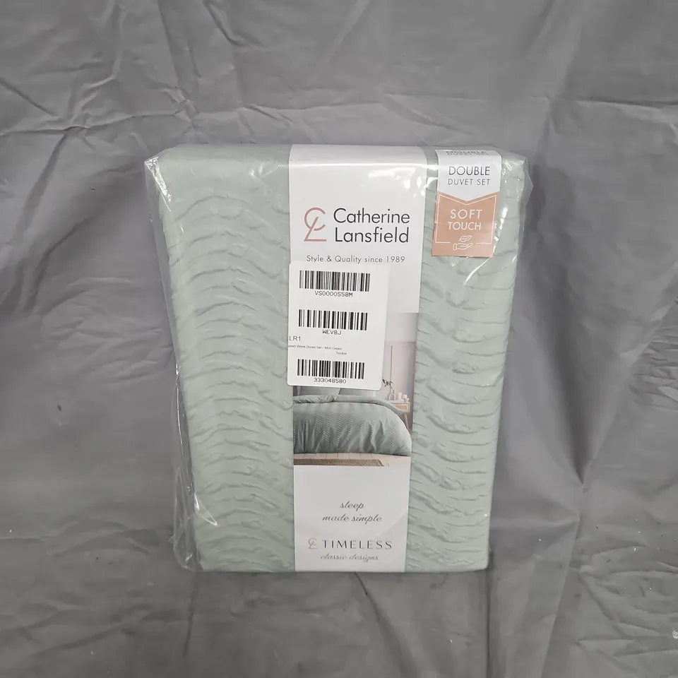CATHERINE LANSFIELD DOUBLE DUVET SET – SOFT TOUCH, LIGHT BLUE/GREY (TIMELESS DESIGN)