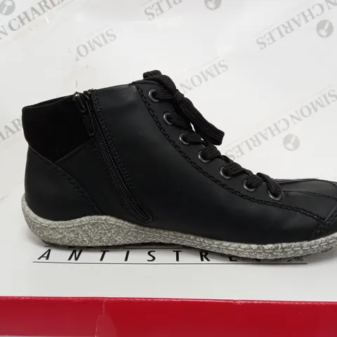 RIEKER LACE ANKLE BOOT BLACK SIZE 5 - BOXED
