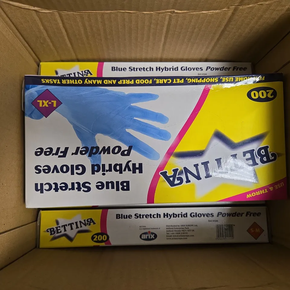 BOXED BETTINA BLUE STRETCH HYBRID GLOVES POWDER FREE (S-M) (1200 PCS)