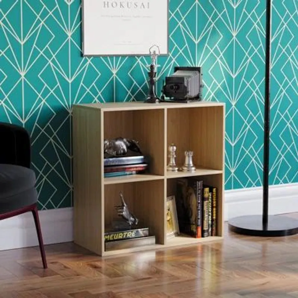 BOXED ORELAND BOOKCASE 2×2 CUBE STORAGE UNIT -OAK-
