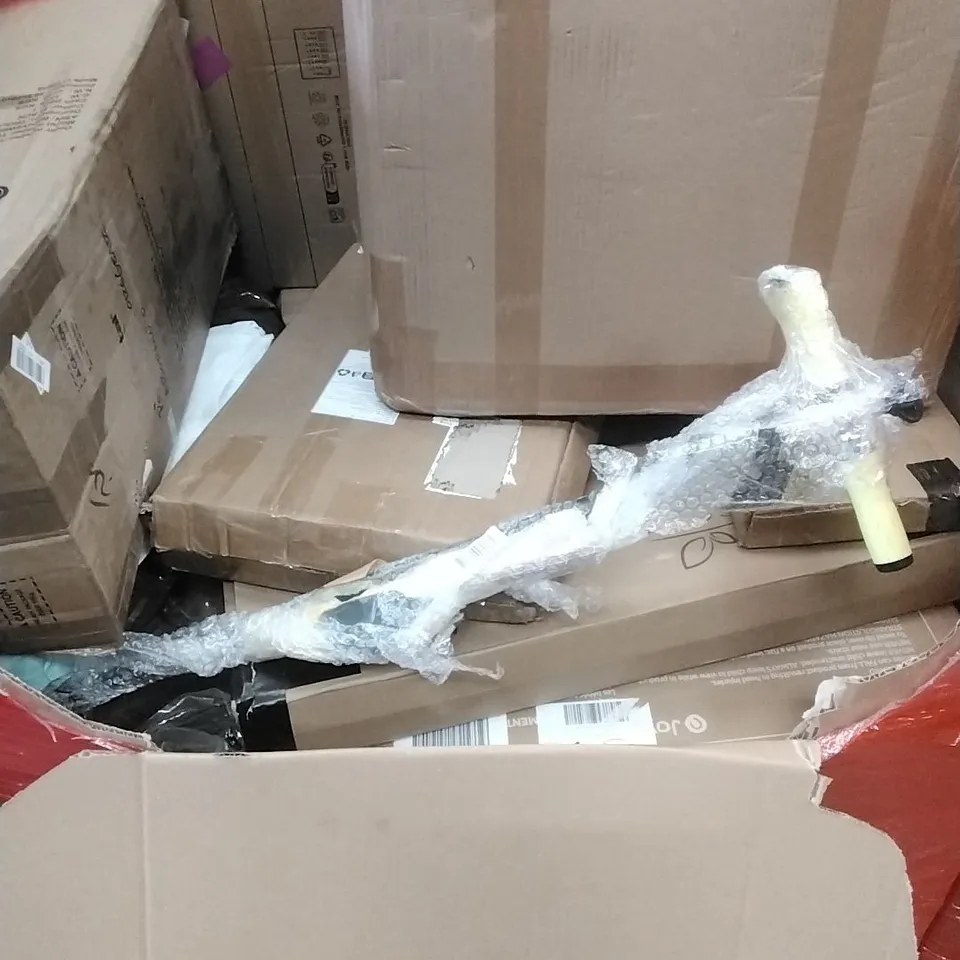 A PALLET CONTAINING ASSORTED HOUSEHOLD GOODS AND PRODUCTS TO INCLUDE; POP UP TENT, BOXED FURNITURE ETC