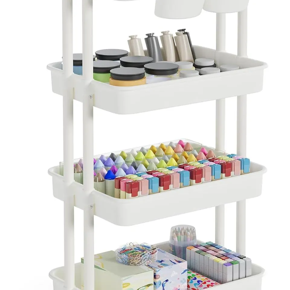 BOXED SONGMICS 4-TIER STORAGE TROLLEY, ROLLING TROLLEY WITH HANDLE