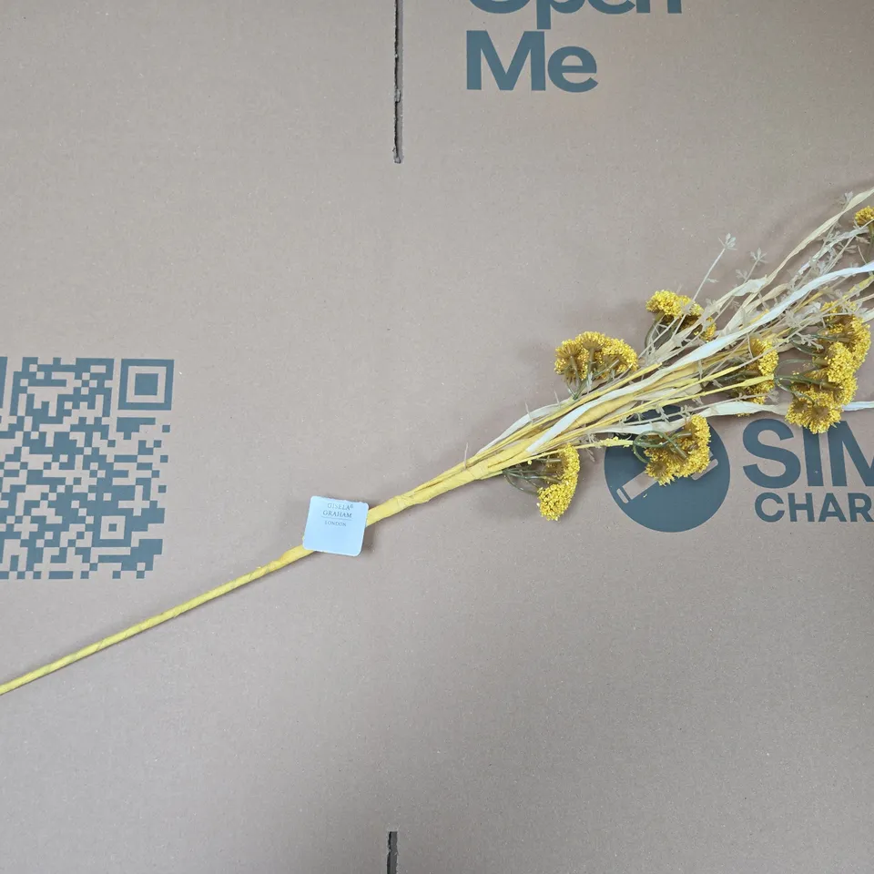 6 X GISELA GRAHAM FAUX ACHILLEA SPRAY BUNCHES IN NATURAL YELLOW 