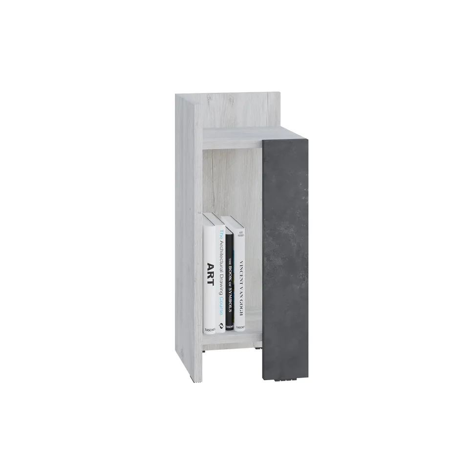 BOXED ELOS MODERN BEDSIDE TABLE/NIGHTSTAND WHITE AND GREY.