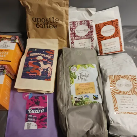 LOT OF 9 ASSORTED PACKETS OF COFFEE TO INCLUDE BEANS AND GROUND