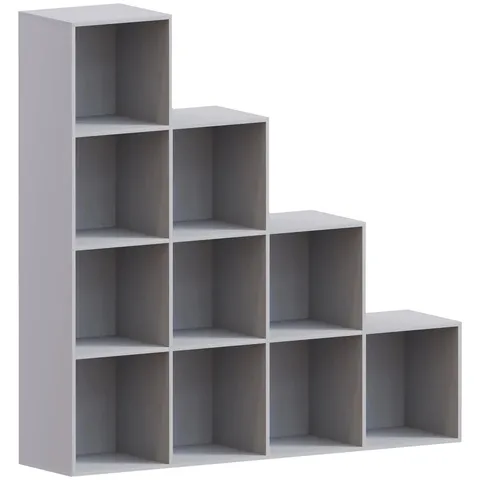 BOXED VIDA DESIGNS DURHAM 10 CUBE STAIRCASE STORAGE UNIT - GREY (1 BOX)