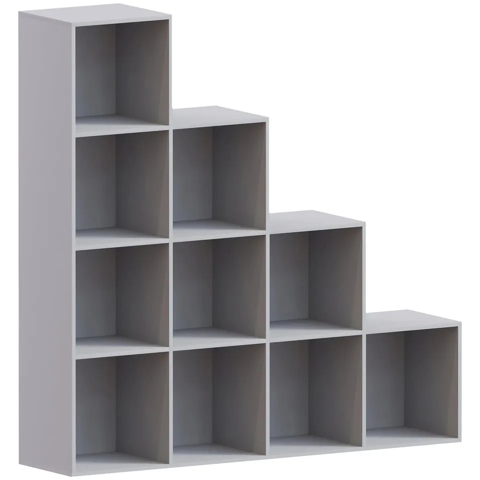 BOXED VIDA DESIGNS DURHAM 10 CUBE STAIRCASE STORAGE UNIT - GREY (1 BOX)