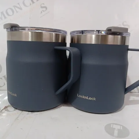 LOCK & LOCK SET OF INSULATED STAINLESS STEEL MUGS - NAVY