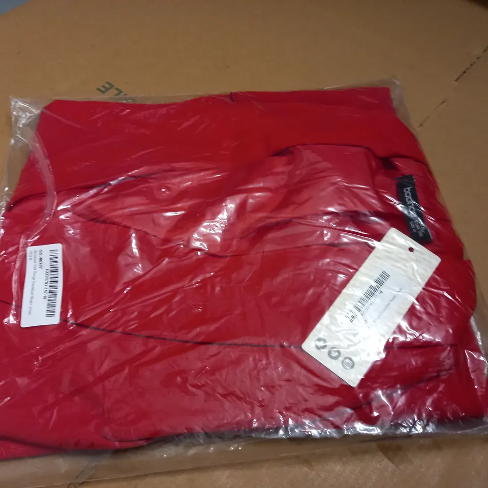 BAGGED BOOHOO SHOULDER PAD PLUNDGE OVERSIZED BLAZER DRESS IN RED - 8