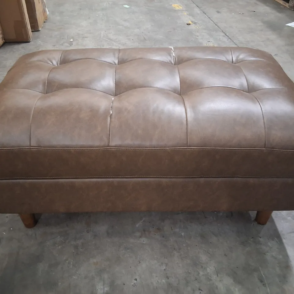 BROWN FAUX LEATHER STORAGE FOOTSTOOL