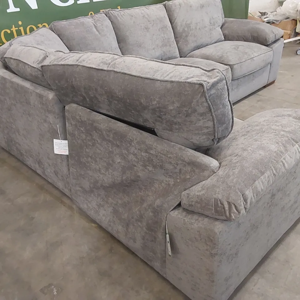 DESIGNER LARGE FABRIC UPHOLSTERED CORNER SOFA - GREY