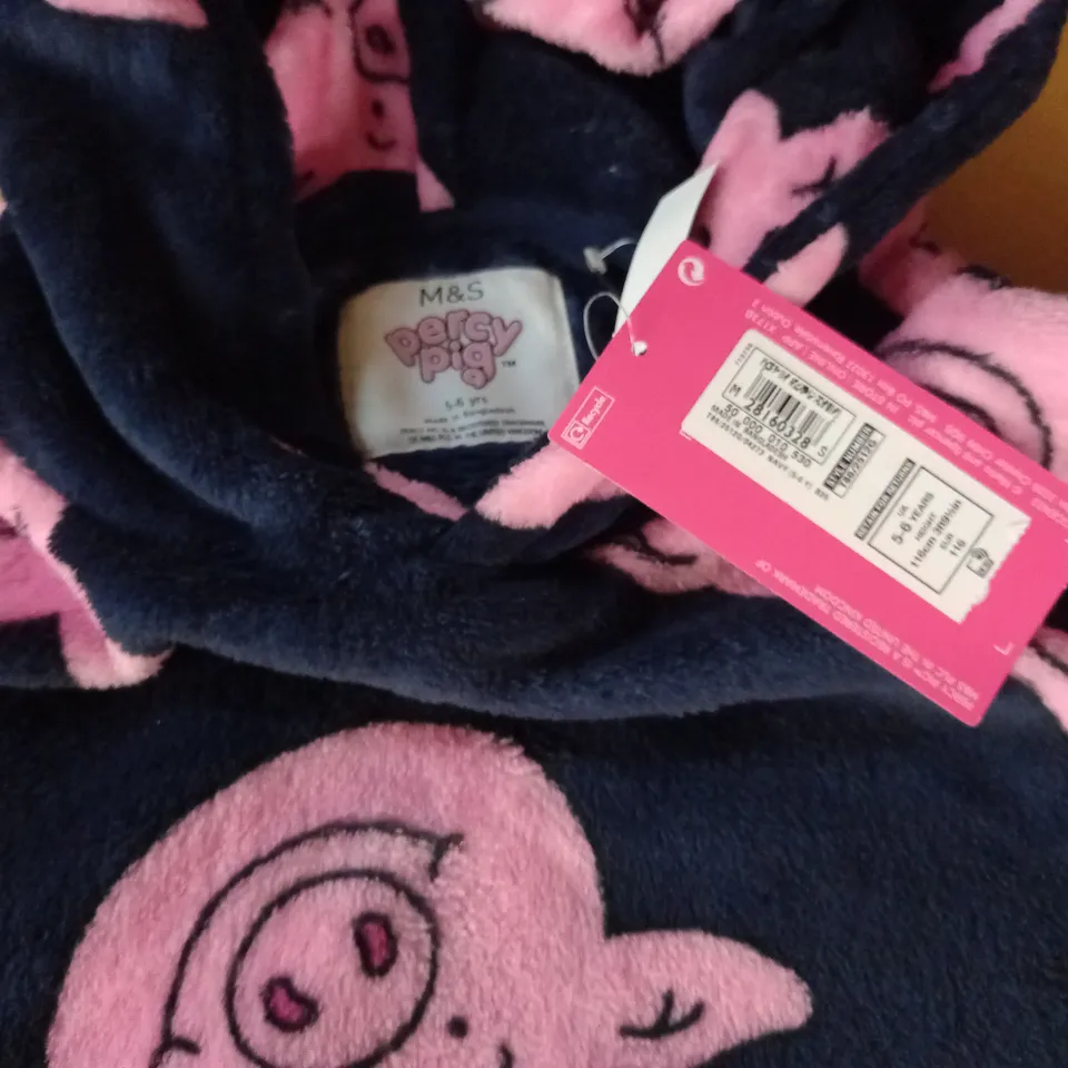 M&S PERCY PIG COSY HOODY- 5/6 YRS