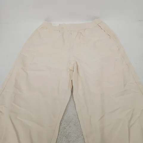 ZARA RELAXED FIT LOW RISE FULL LENGTH TROUSERS – BEIGE, WOMEN'S, SIZE L (EU/USA 32)