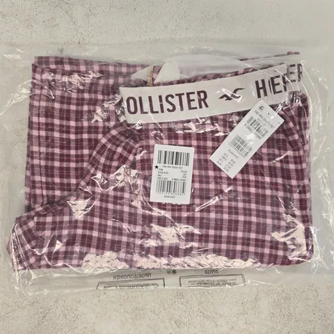 BAGGED HOLLISTER FOLDOVER WAIST WIDE LEG PANTS IN BERRY SIZE XS