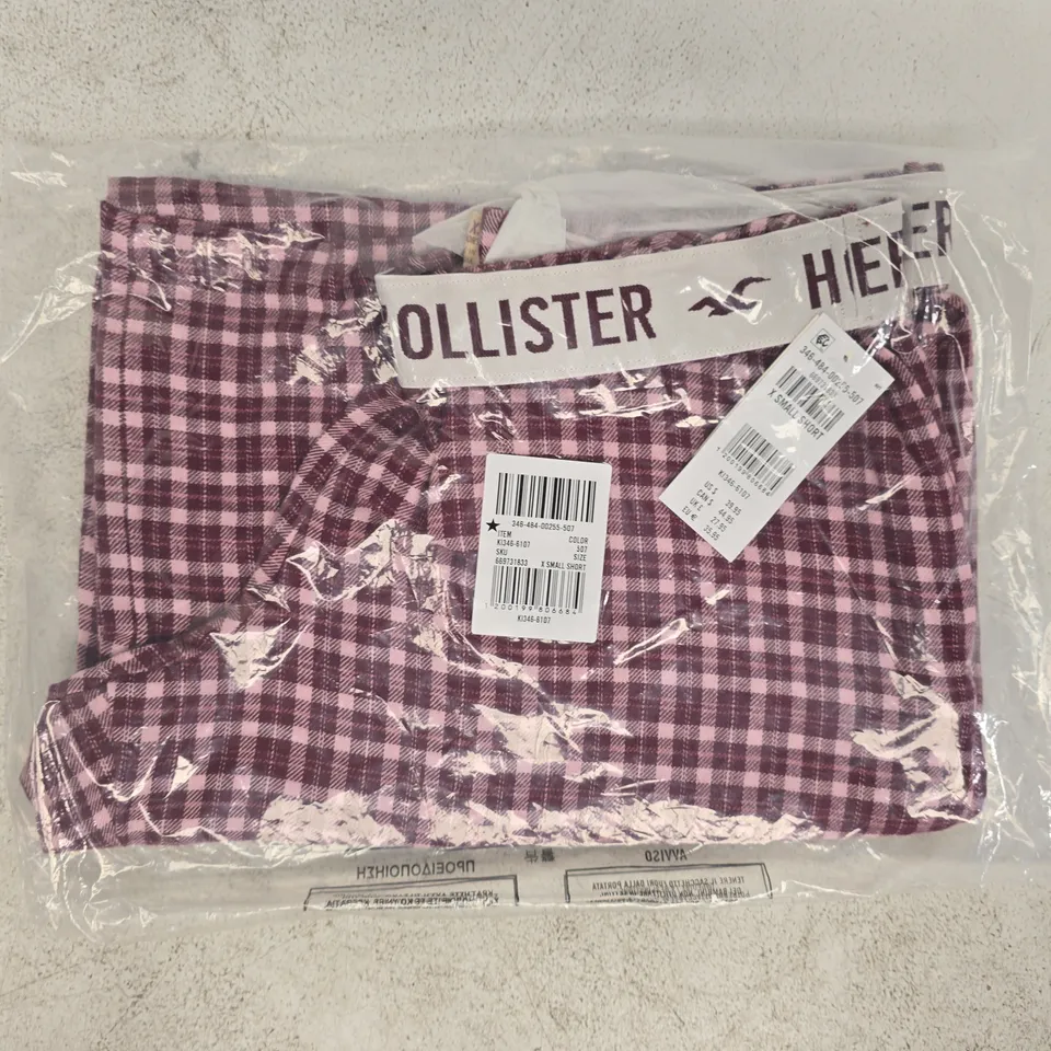 BAGGED HOLLISTER FOLDOVER WAIST WIDE LEG PANTS IN BERRY SIZE XS