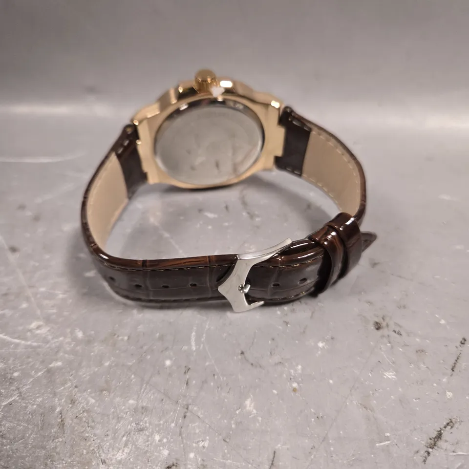 MENS FRANK SCHMIDT WATCH – TEXTURED DIAL WITH DATE – LEATHER STRAP