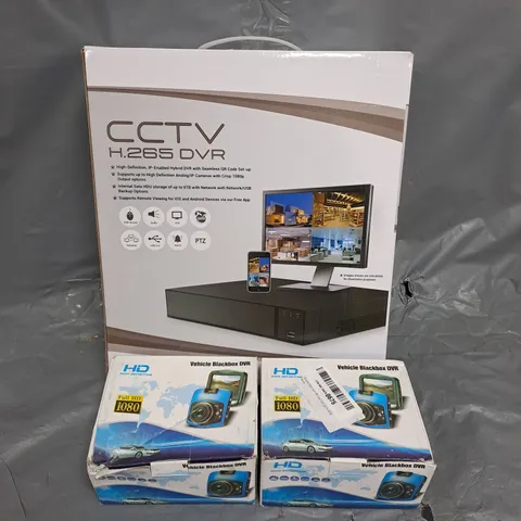 APPROXIMATELY 10 ASSORTED ITEMS TO INCLUDE CCTV H.265 DVR, VEHICLE BLACKBOX, ETC