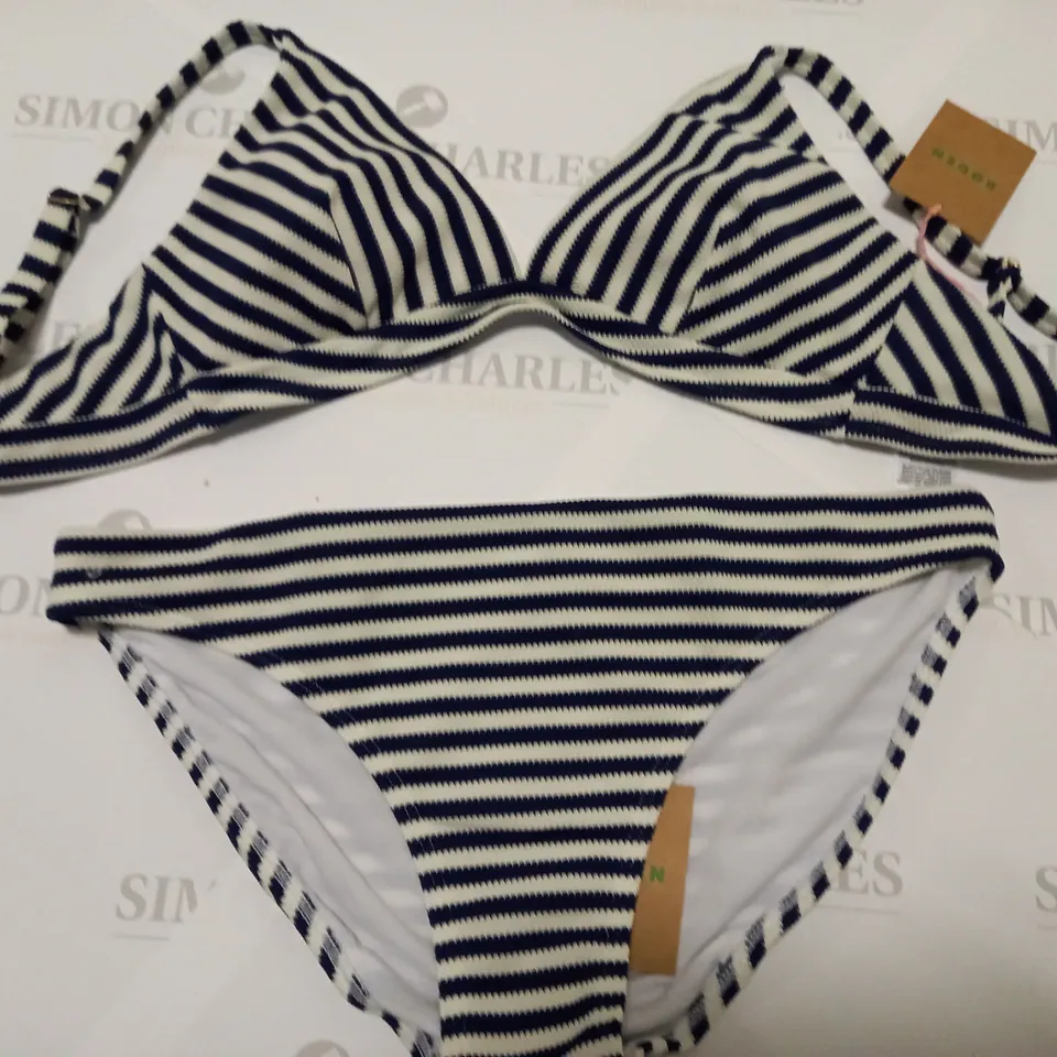 BODEN BLUE/WHITE STRIPED BIKINI - TOP SIZE 8, BOTTOMS SIZE 12
