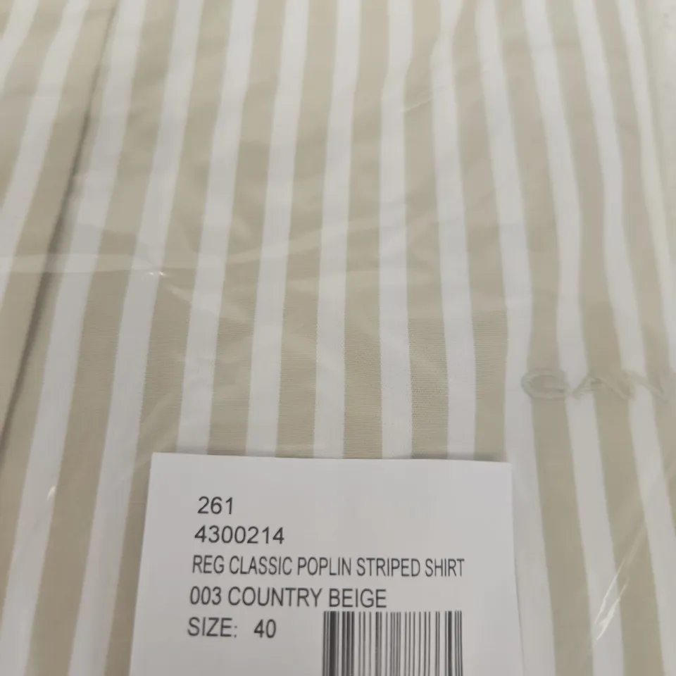GANT REG CLASSIC POPLIN STRIPED SHIRT – COUNTRY BEIGE, SIZE 40