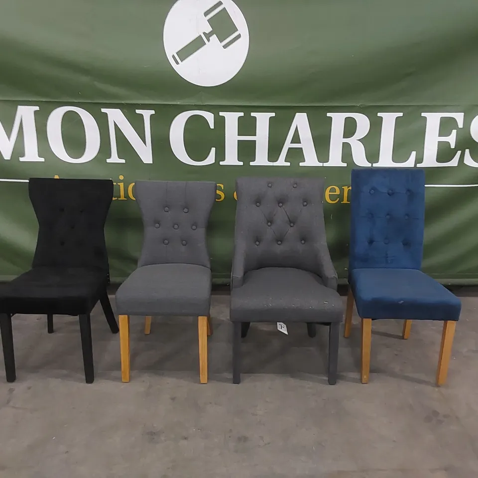 4 X ASSORTED DESIGNER DINING CHAIRS // STYLES AND MATERIALS VARY