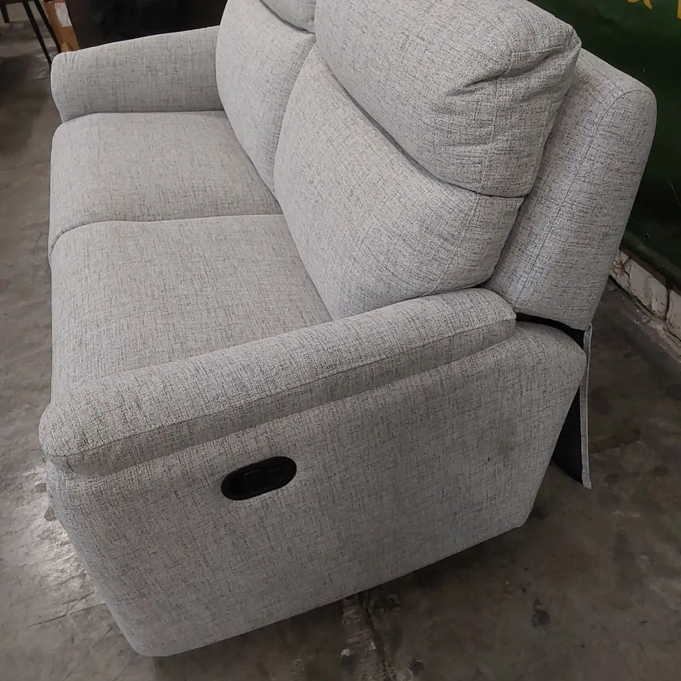 DESIGNER LINEA GREY FABRIC UPHOLSTERED MANUAL RECLINER 3 SEATER SOFA