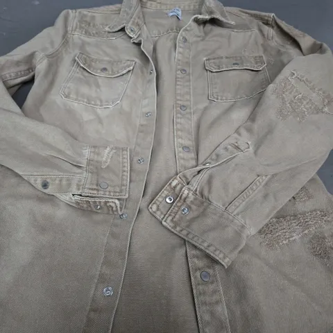 ZARA BEIGE DENIM BUTTON JACKET - EUR MEDIUM