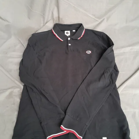 PRETTY GREEN LONG SLEEVE POLO IN BLACK SIZE S