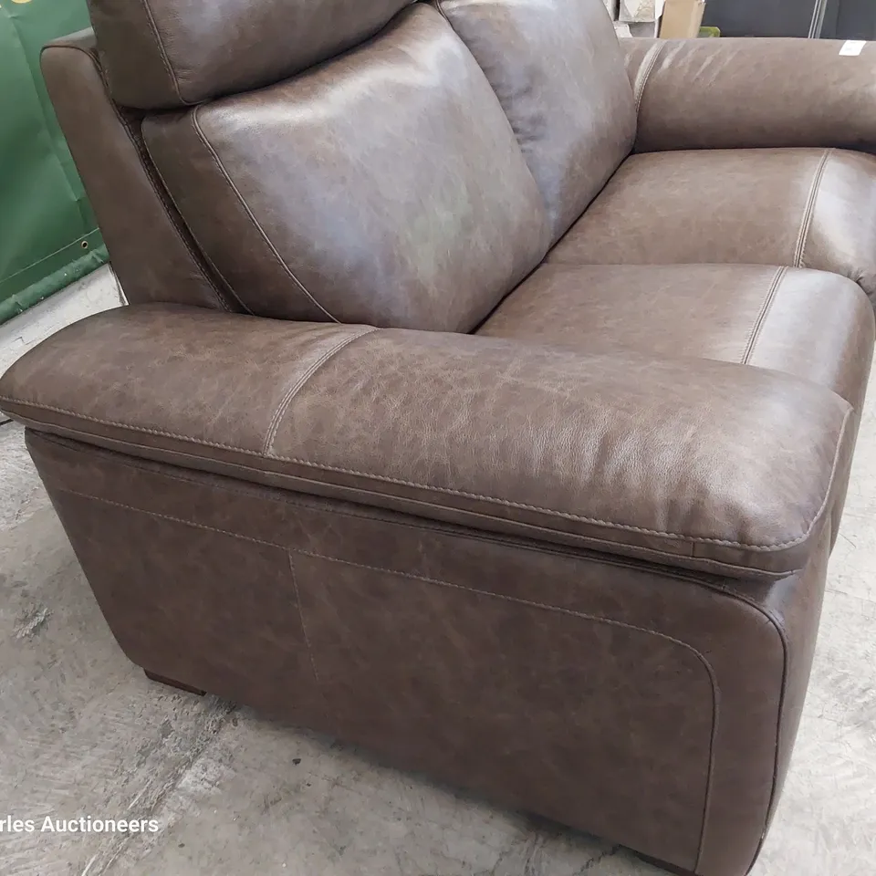 QUALITY ITALIAN DESIGNER MERRY TWO SEATER SOFA IMPERIAL CHOCOLATE LEATHER