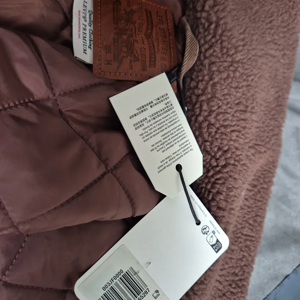 LEVI'S PREMIUM BROWN SHEARLING-LINED JACKET, MEN'S, SIZE M