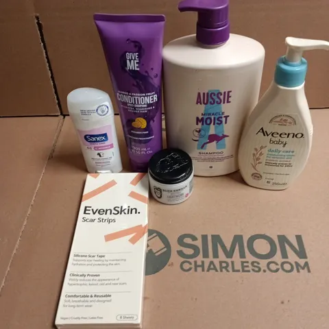 APPROXIMATEY 20 ASSORTED HEALTH AND BEAUTY PRODUCTS TO INCLUDE - SANEX STICK DEODORANT - AVEENO BABY MOISTURISING LOTION AND GIVE ME CONDITIONER