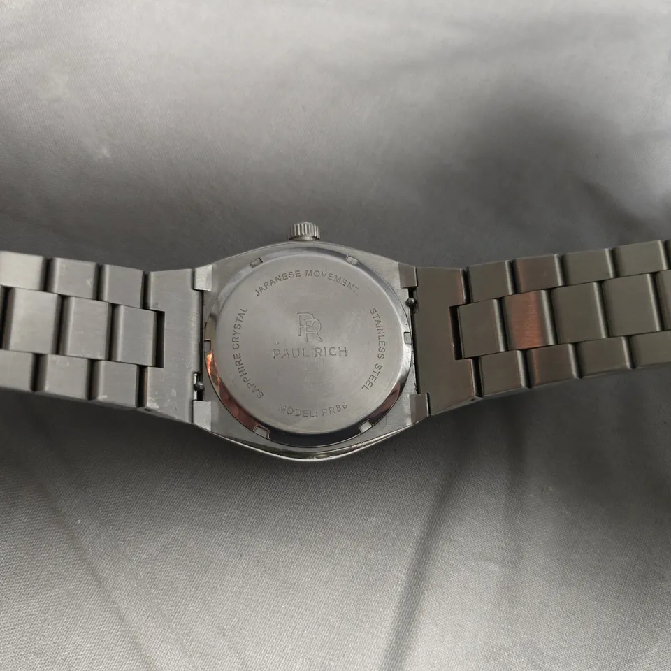 PAUL RICH PR88 CRYSTAL-SET STAINLESS STEEL BRACELET WATCH – BLUE SPECKLED DIAL