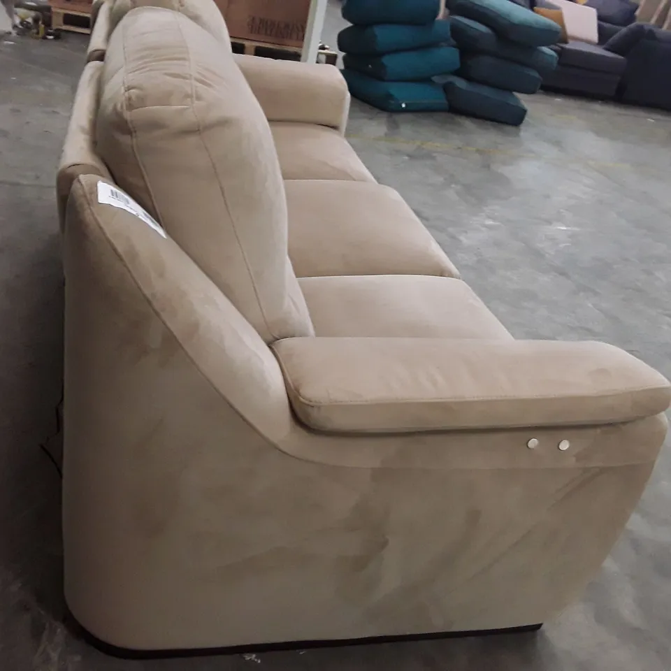 QUALITY ITALIAN DESIGNER AVOLA NEW ELECTRIC LARGE RECLINER 3 STR SOFA - BEIGE FABRIC