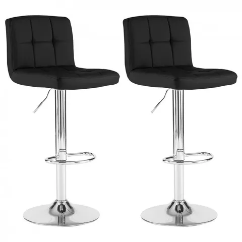 BOXED SET OF 2 NEO BLACK FAUX LEATHER BAR STOOLS (1 BOX)