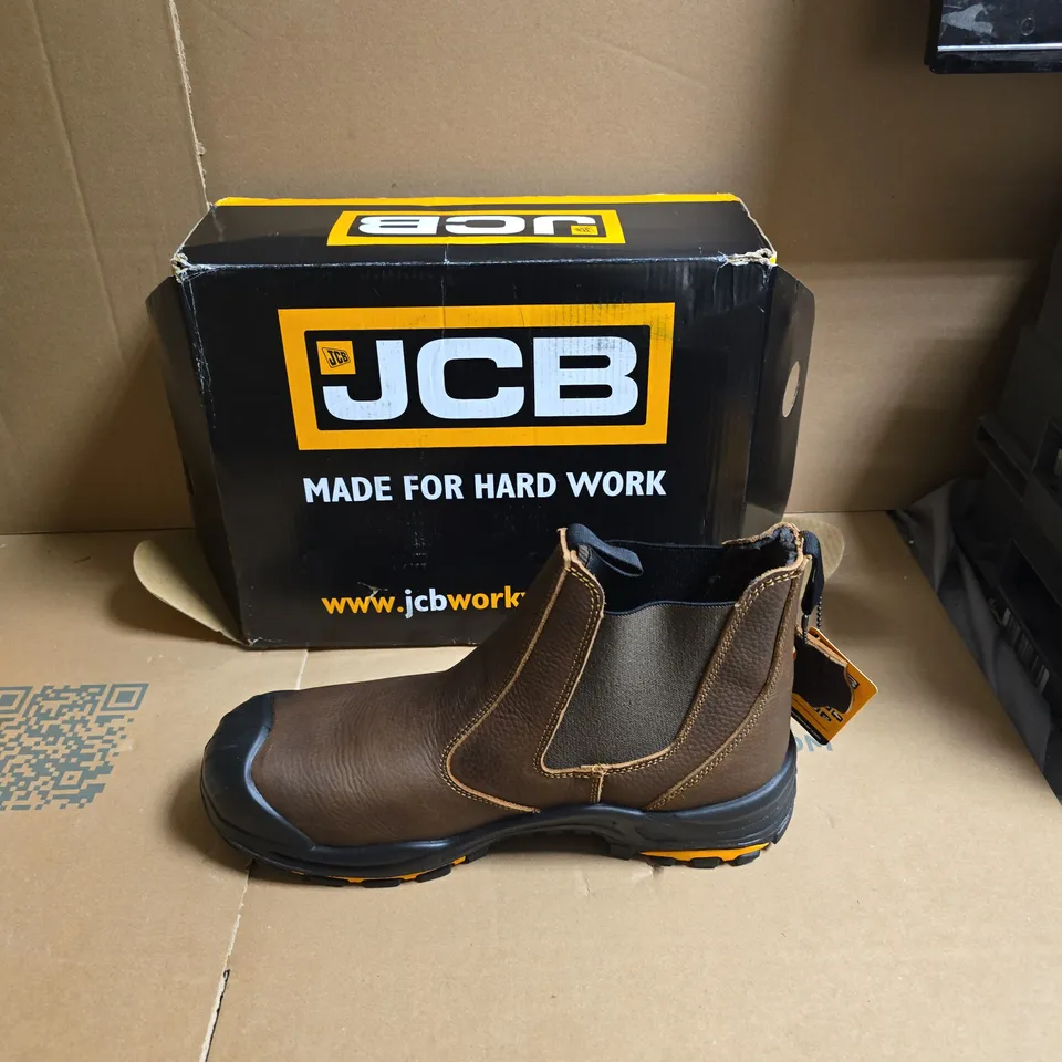 JCB WORK BOOTS – BROWN LEATHER SAFETY BOOTS - UK SIZE 12