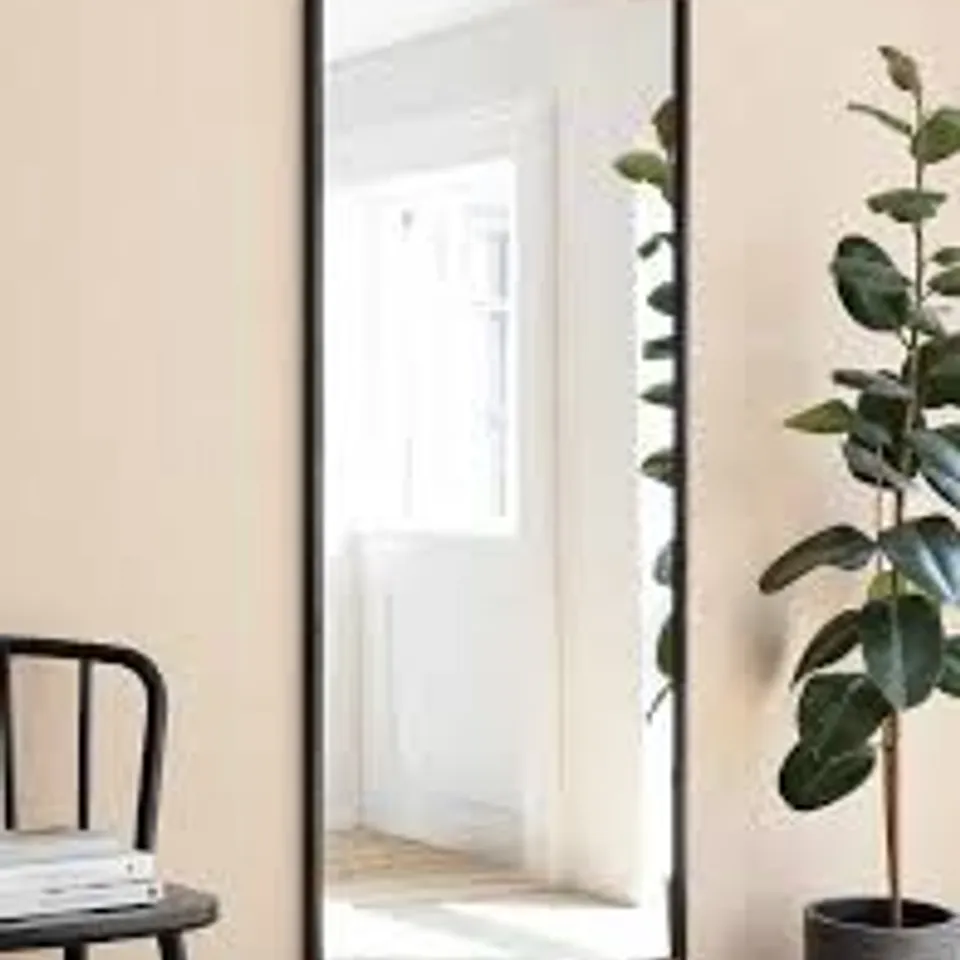 BOXED AVENING RECTANGULAR WALL MIRROR 180 X 75CM BLACK IRON