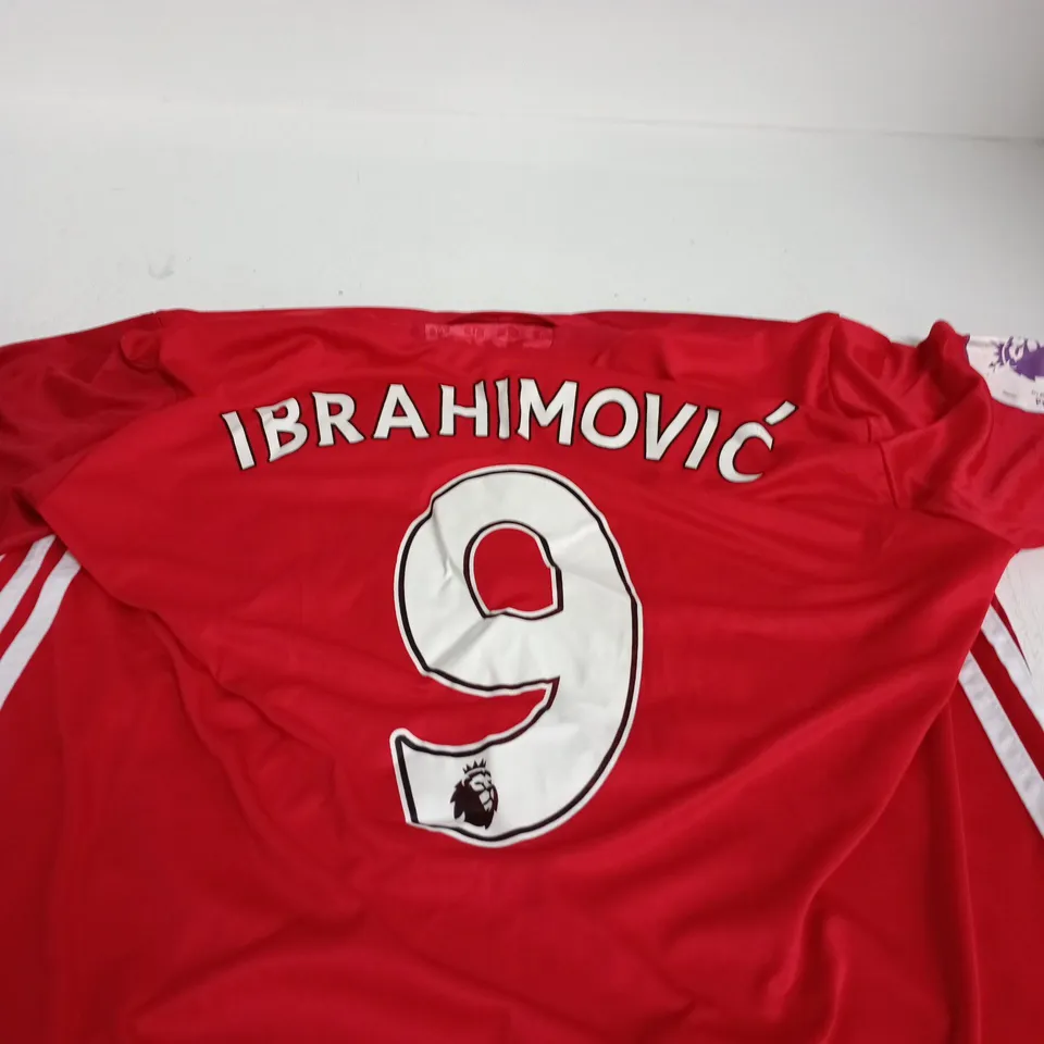 MANCHESTER UNITED ADIDAS RED FOOTBALL SHIRT – IBRAHIMOVIC 9 - UK L