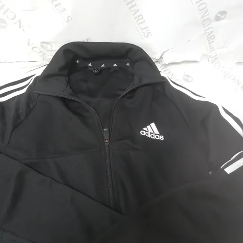 ADIDAS BLACK AND WHITE TRACKSUIT TOP JUNIOUR SMALL