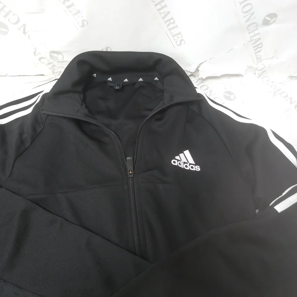 ADIDAS BLACK AND WHITE TRACKSUIT TOP JUNIOUR SMALL