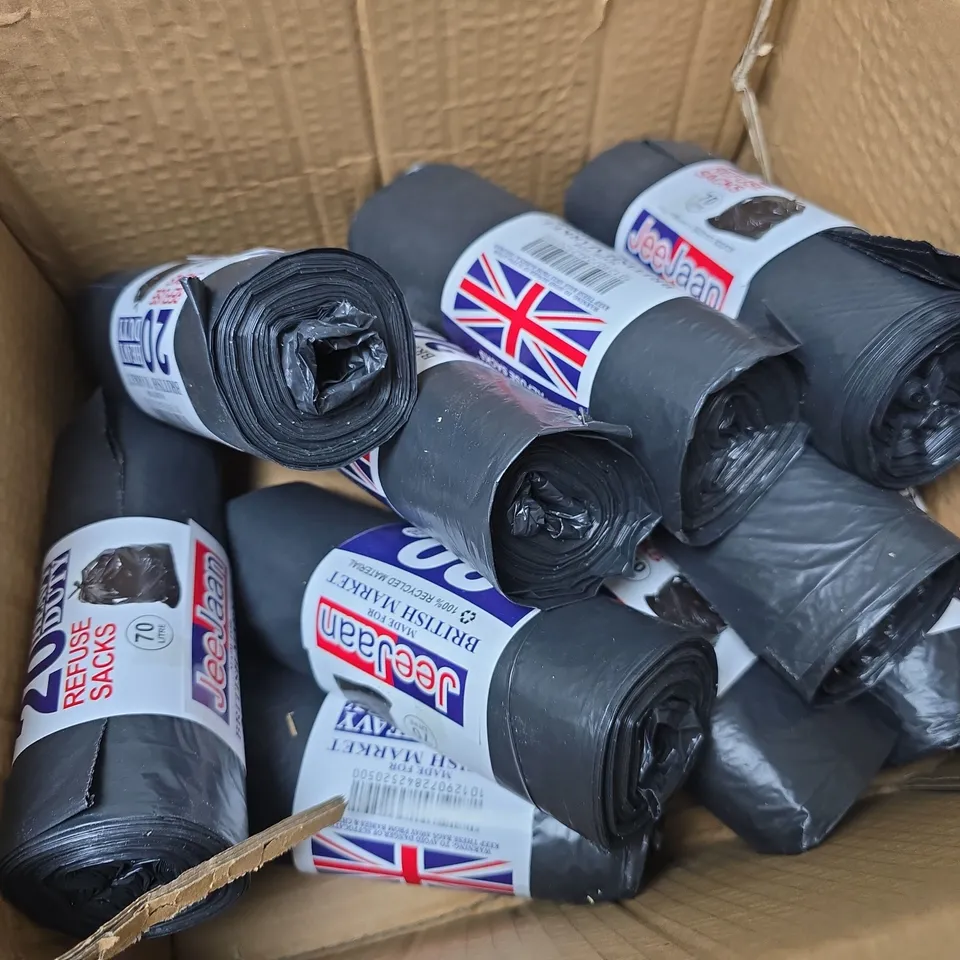 10X HEAVY DUTY 70L REFUSE SACK ROLLS
