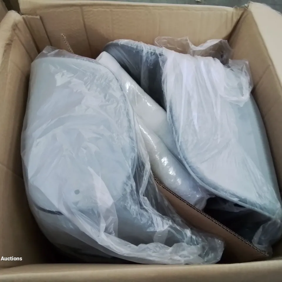 A BOXED PAIR OF GREY VELVET UPHOLSTERED DINING/SIDE ROOM CHAIRS 