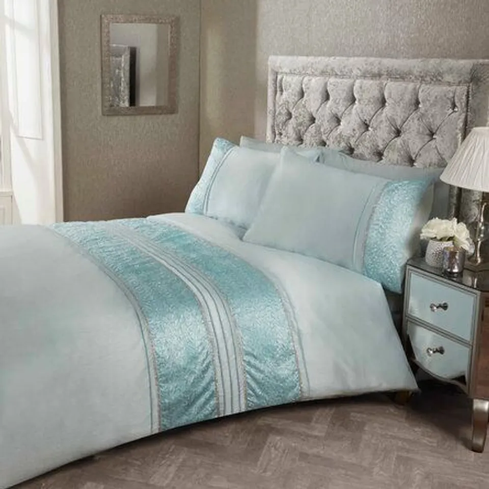 HISAKO 144 TC DUVET COVER SET COLOUR DUCK EGG 