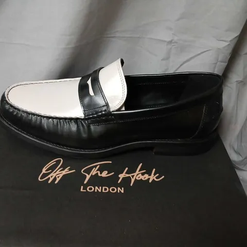 OFF THE HOOK LONDON MONRO BLACK/WHITE LEATHER LOAFERS – UK 11 (EU 45)