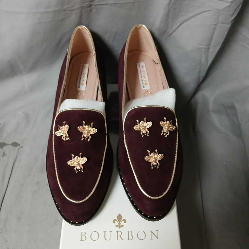 AMY HUBERMAN COLLECTION BOURBON PLUM VELVET LOAFERS – WOMEN'S SHOES, UK 8 (EU 41)