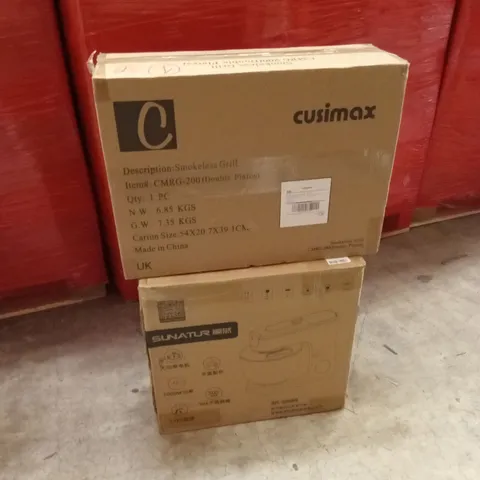 PALLET OF ASSORTED HOUSEHOLD GOODS AND PRODUCTS TO INCLUDE; SMOKELESS GRILL, STAND MIXER, BOXED FURNITURE ETC