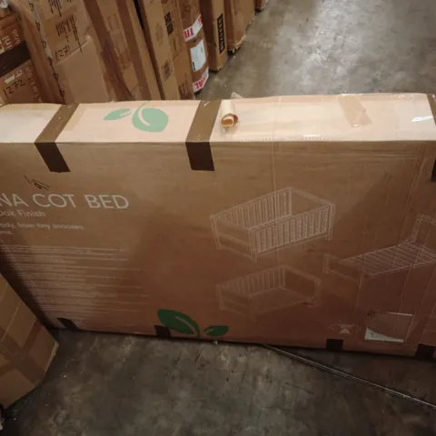 BOXED TUTTI BAMBINI MODENA COT BED IN WHITE AND OAK (2 BOXES)